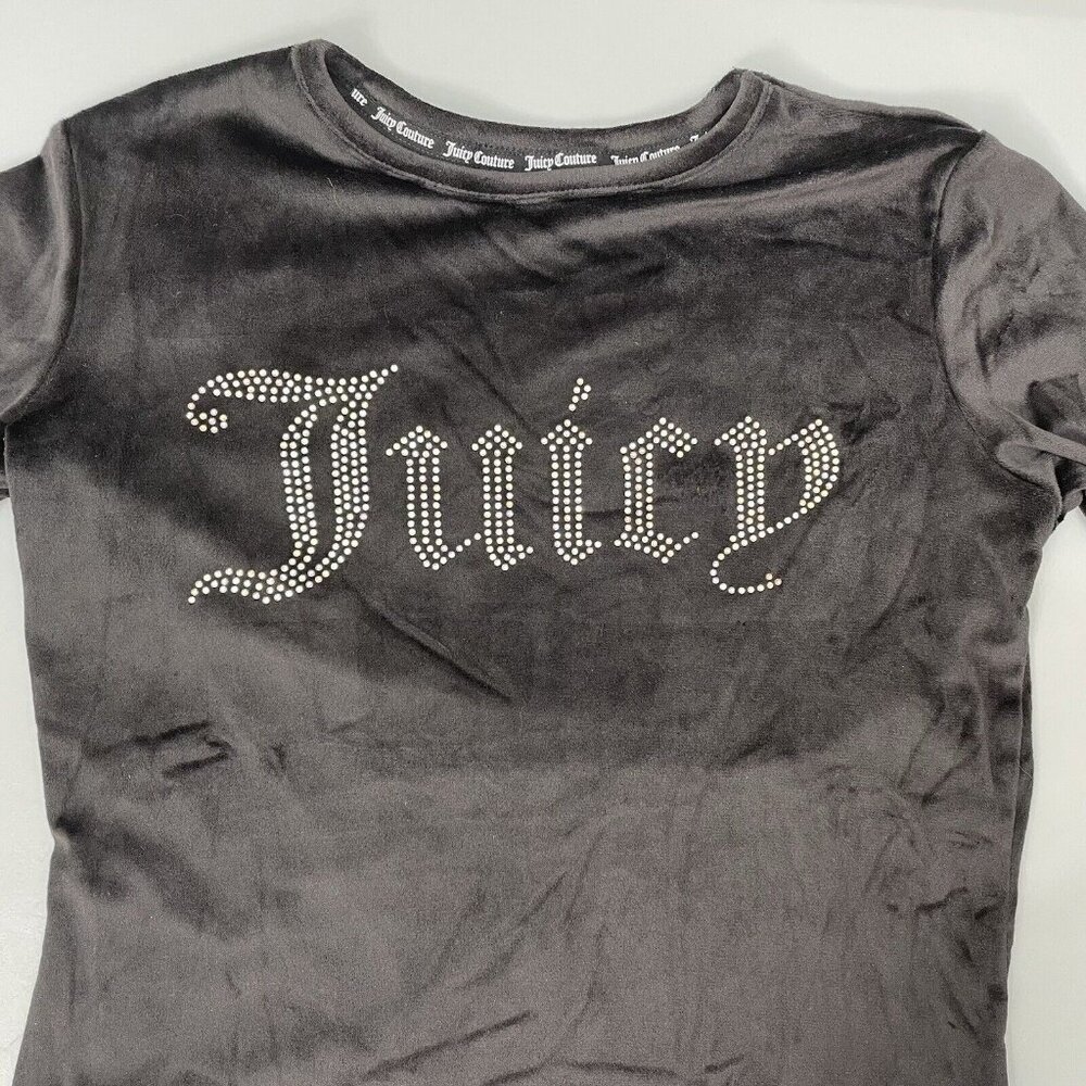 Juicy Couture Pajama Top Sleepwear Rhinestone Bling Logo Velour Black Womens S - Picture 2 of 9
